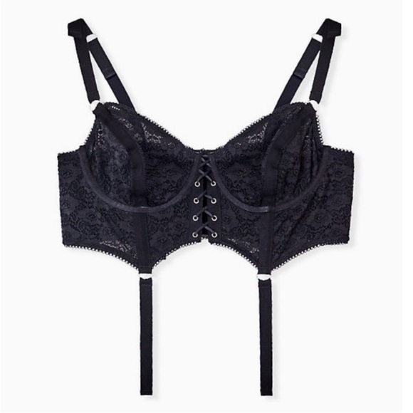 Torrid Lace Long Line Underwire Corset Bralette in Black - Picture 1 of 11